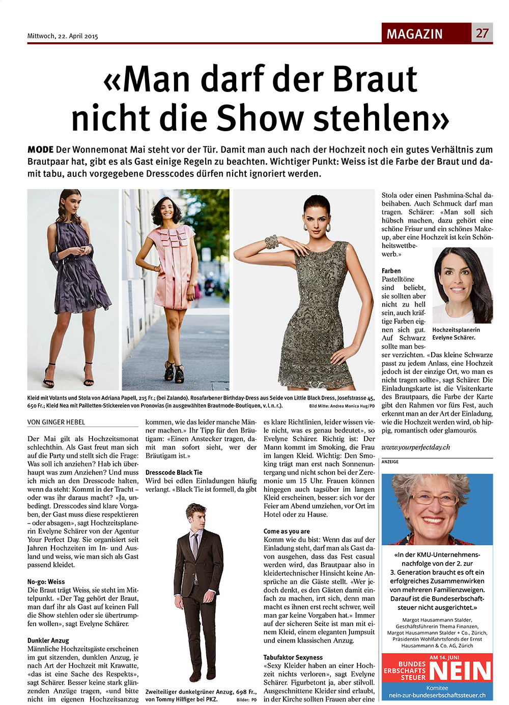 Tagblatt der Stadt Zürich - Mode für Hochzeitsgäste